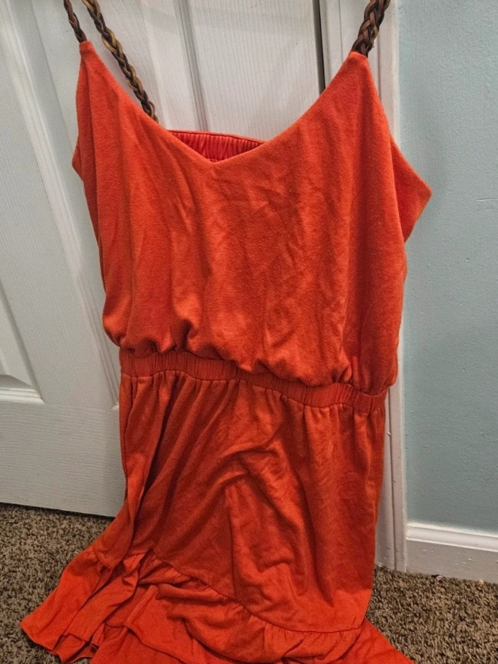 Orange Maxi Dress with Braided Straps